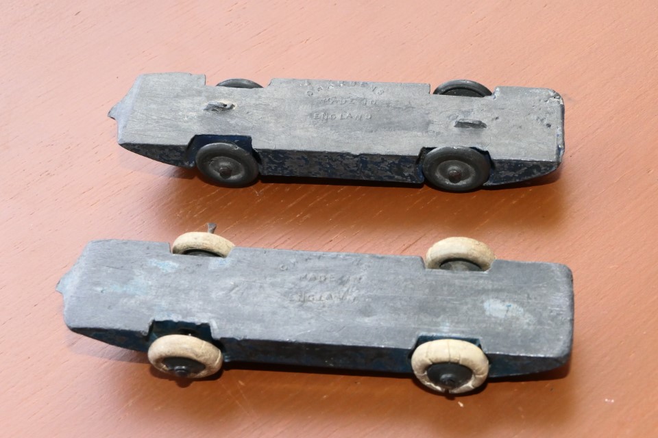 The undersides of fig.68 I don’t know what the two ridges on the underside of the top version are for. Marked “Charbens made in England” These models are quite rare.
